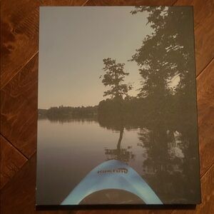Lake View Canvas Art with Blue Kayak